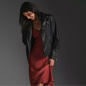 NWT Anthropologie Faux Leather
Eyelet Moto Jacket - Black - Size XS Oversized